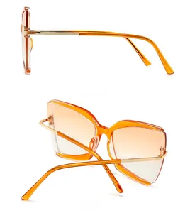 Seiten- und Rückansicht der Retro-Oversize-Sonnenbrille mit orangefarbenen Gläsern