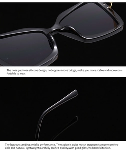 Detail der Silikon-Nasenpads und ergonomischen Bügel bei der schwarzen Oversize-Sonnenbrille