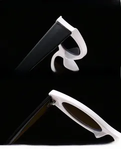 Detail of vintage sunglasses featuring thickened UV lenses and precision metal hinges