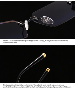 Detail of comfortable silicone nose pads and ergonomic non-slip temples of the sunglasses