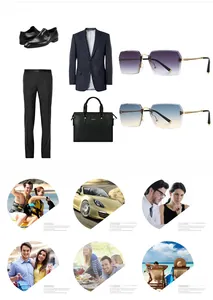 Modern rimless rectangle sunglasses for men shown in various daily lifestyle scenarios