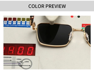 Detailed close-up of square metal sunglasses frame with premium gold finish and nose pads