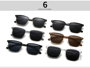 Selection of six classic semi-rimless polarized sunglasses in various lens and frame colors