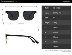Guide des tailles détaillé avec dimensions et spécifications pour lunettes de soleil