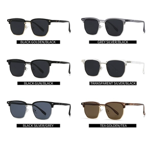 Six options de couleurs pour ces lunettes de soleil polarisées demi-cerclées pour hommes