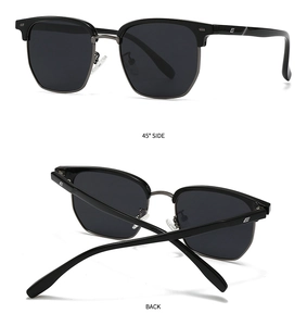 Lunettes de soleil polarisées demi-cerclées vues de profil à 45 degrés et de dos