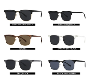 Polarized browline sunglasses in six color options with metal rivets and semi-rimless frame