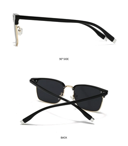 Classic semi-rimless polarized sunglasses showing 90-degree side and back views