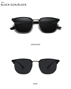 Front and top view of semi-rimless polarized men's sunglasses in black gunmetal finish