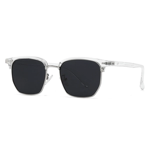 Lunettes de soleil polarisées avec monture en acétate transparent et pont argenté mixte