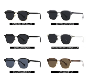 Grid view showcasing six color options for square semi-rimless polarized sunglasses