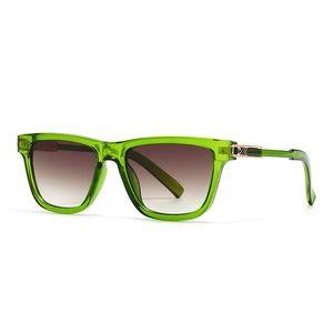 Green translucent butterfly sunglasses with gradient lenses and gold metal hinges
