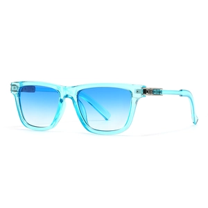 Chic butterfly small frame sunglasses with transparent blue frame and gradient lenses