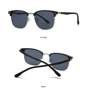 Vue détaillée des lunettes de soleil demi-cerclées montrant le côté et l'arrière