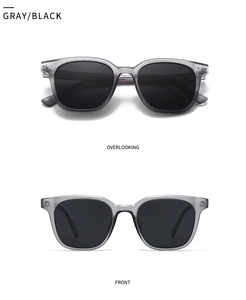 Lunettes de soleil polarisées noir gris vues de face et sous un angle de dessus