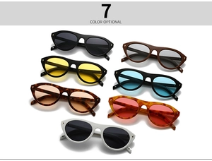 Vue détaillée de lunettes de soleil ovales rétro en 7 combinaisons de couleurs