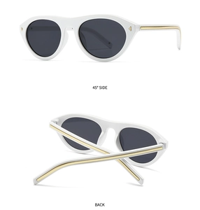 Vues détaillées des lunettes de soleil blanches avec accents dorés de face et de dos
