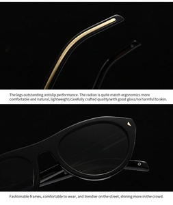 Détails de lunettes de soleil noires avec branches antidérapantes et métal doré