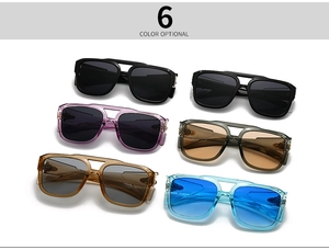 Detailed display of six color options for oversized retro sunglasses with double-bridge frame