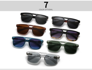 Présentation de sept options de couleurs pour lunettes de soleil pilote à double pont carré