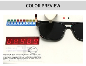 Test UV400 de lunettes de soleil aviateur carrées avec monture noire et charnière