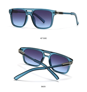 Détails de lunettes pilote à double pont montrant la vue latérale et le cadre pliable