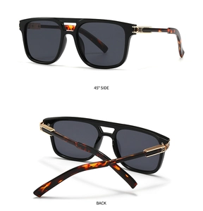Détails de lunettes pilote rétro avec monture carrée et branches en écaille de tortue