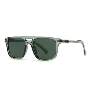 Lunettes de soleil aviateur carrées avec monture vert olive et verres foncés