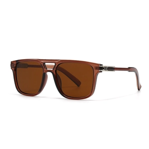 Lunettes de soleil aviateur rétro pour hommes avec monture marron et double pont