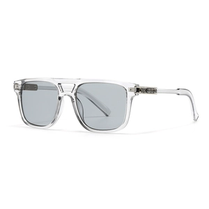 Lunettes de soleil aviateur carrées avec monture transparente et verres gris classiques