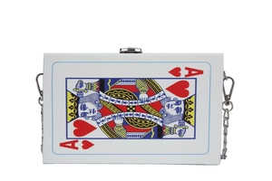 Japanese style playing card Ace of Hearts acrylic box clutch bag with silver chain