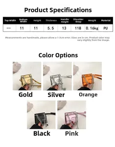 Tableau des tailles et variantes de couleurs pour mini sac bandoulière en cuir verni