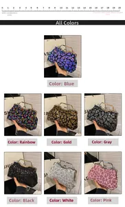 Multi-colored sequin mosaic shell bags with vintage metal handles and 20cm scale reference