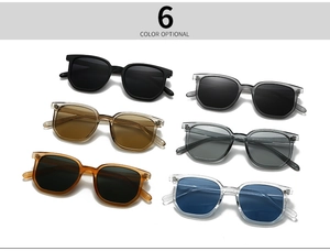Collection of vintage square frame sunglasses shown in six assorted frame and lens colors