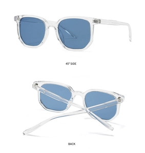 Detail view showing transparent sunglasses frame with model 31-A12 engraving and hinges
