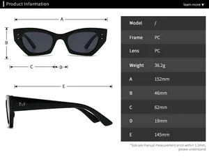 Tableau des tailles avec dimensions pour lunettes de soleil ovales en PC au design moderne
