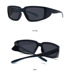 Détails de lunettes de soleil sport montrant la vue latérale à 45 degrés et l'arrière
