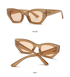 Vue détaillée de lunettes de soleil ovales avec perspectives de côté et de l'arrière