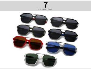 Seven diverse color options for square frame sunglasses with modern matte finish and gradient lenses