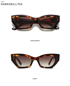 Vues détaillées de lunettes de soleil ovales en écaille avec verres dégradés thé