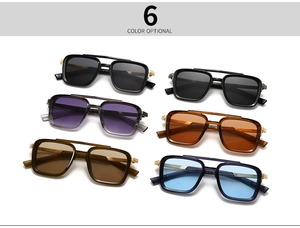 Collection of vintage double bridge square aviator sunglasses in six trendy colors