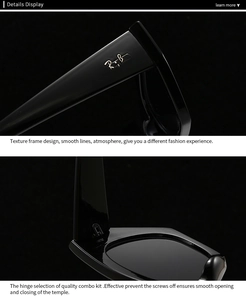 Détail macro des branches de lunettes noires brillantes avec charnières en métal et logo