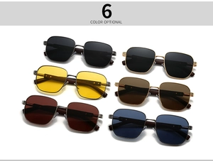 Detailed view of six color variations for square polarized sunglasses with metal frames
