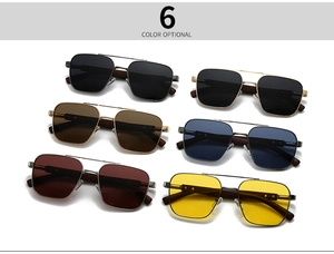 Detailed display of vintage square sunglasses in six diverse frame and lens color options