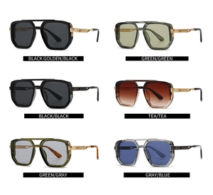 Collection of vintage square frame sunglasses with double bridge and metal temples