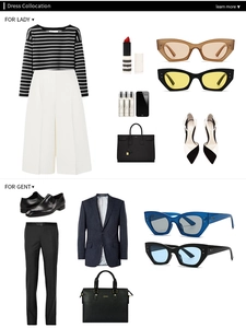 Mise en page de mode présentant des lunettes ovales avec des tenues tendance et sacs