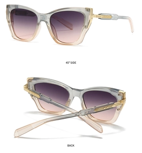 Detail of pilot sunglasses showing 45-degree side view and folded back with metal temple