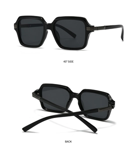 Detailed view of square pilot sunglasses showing 45-degree side and back folding profile