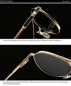 Detail of golden texture frame and premium combo kit hinge on polar sunglasses