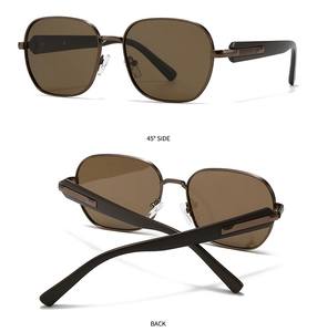 Détails de la monture de lunettes de soleil rétro polarisées vues de côté et de dos